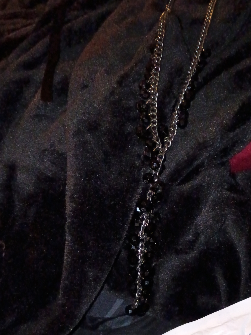 Vera Wang Black Beaded Double Chain Necklace